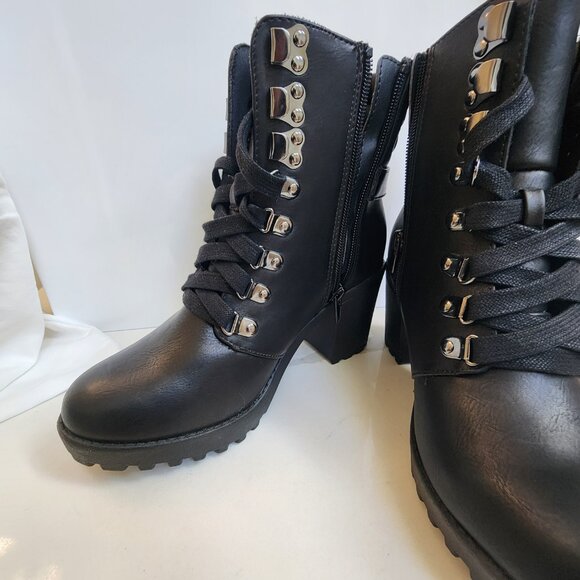 Mia Annamaria Black Block Heel Boots - Women's Size 6.5 - Picture 2 of 12